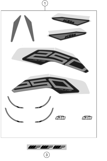 Sprängskiss: Decal – KTM 250 DUKE, silver - B.D. LS 2022