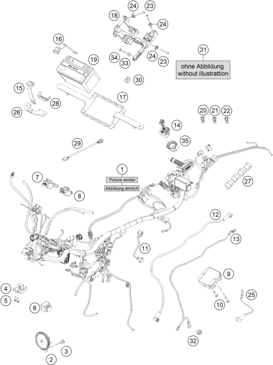 Sprängskiss: Wiring Harness – KTM 390 DUKE, silver - B.D. 2022