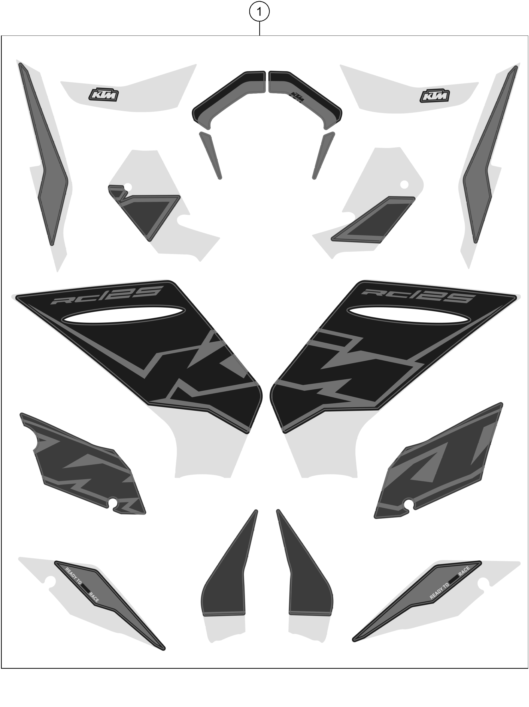 Sprängskiss: Decal – KTM RC 125, black 2022