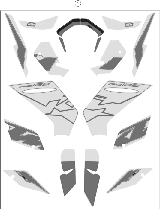 Sprängskiss: Decal – KTM RC 125, white - B.D. 2023