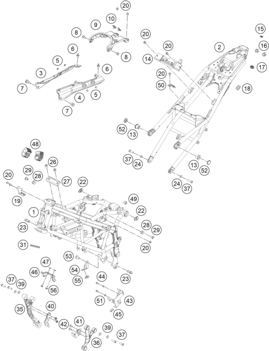 Sprängskiss: Frame – KTM RC 125, white - B.D. 2023