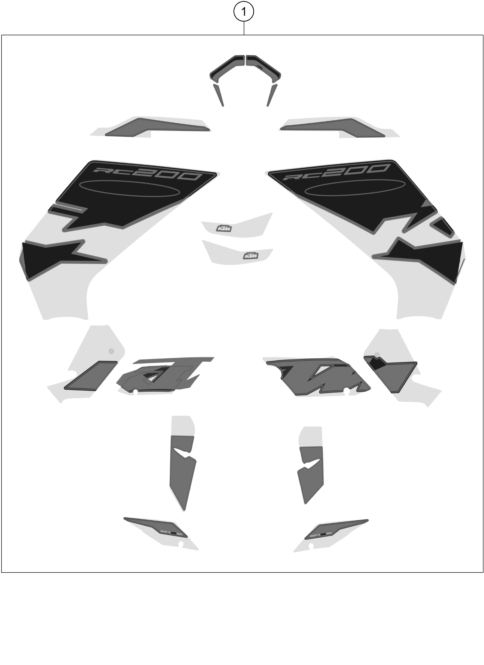 Sprängskiss: Decal – KTM RC 200, black ABS - B.D. 2022