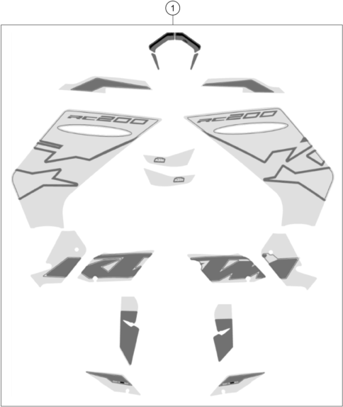 Sprängskiss: Decal – KTM RC 200, silver 2023