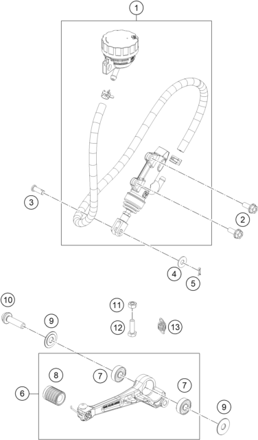 Sprängskiss: Rear Brake Control – KTM RC 125, white - B.D. 2023