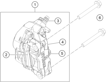 Sprängskiss: Front Brake Caliper – KTM RC 125, white - B.D. 2023