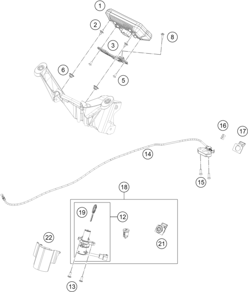Sprängskiss: Instruments / Lock System – KTM RC 125, white - B.D. 2023