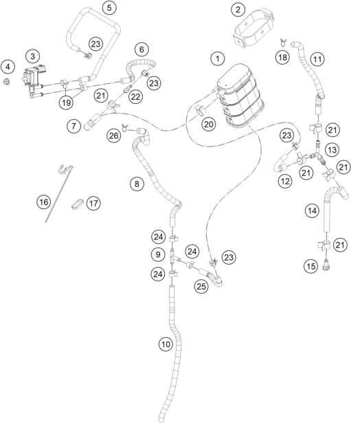 Sprängskiss: Evaporative Canister – KTM RC 125, white - B.D. 2023