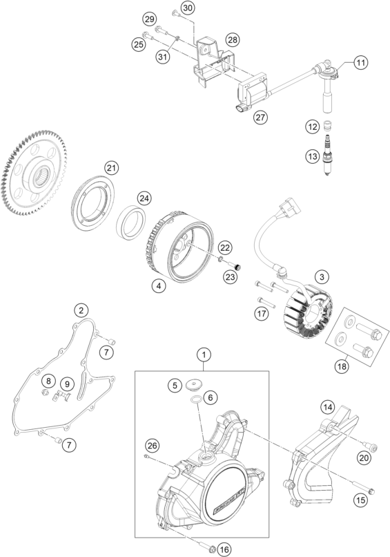 Sprängskiss: Ignition System – KTM RC 125, white - B.D. 2023