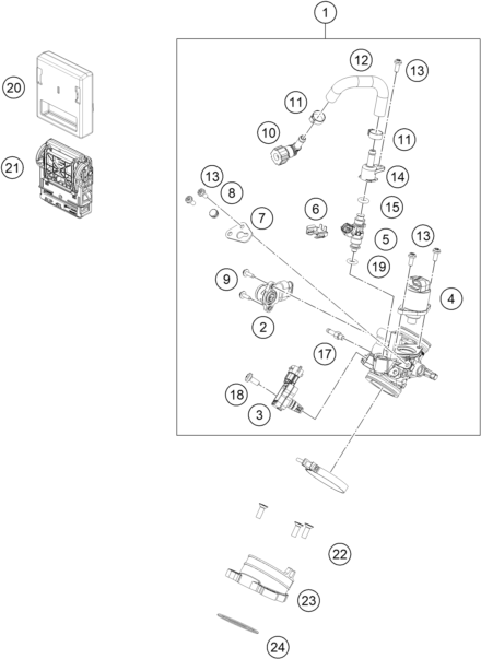 Sprängskiss: Throttle Body – KTM RC 125, white - B.D. 2023