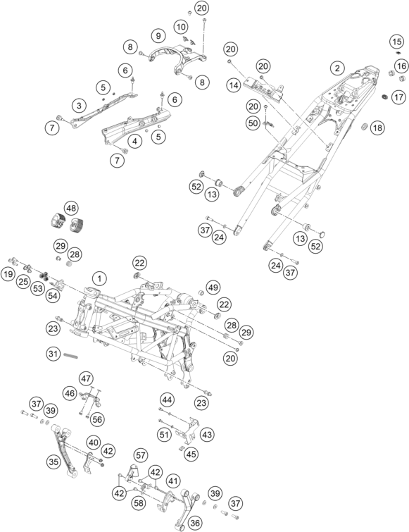 Sprängskiss: Frame – KTM RC 390, blue - B.D. 2024