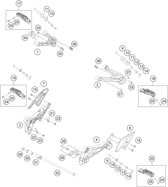 Sprängskiss: Footpegs – KTM RC 390, blue - B.D. 2024