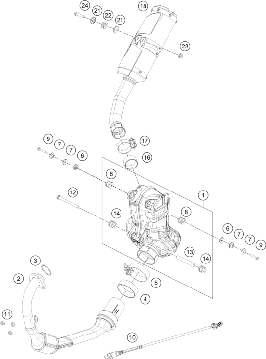 Sprängskiss: Exhaust System – KTM RC 390, blue - B.D. 2024