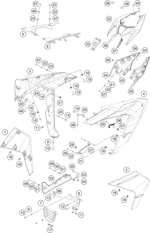 Sprängskiss: Side Trim – KTM RC 390, blue - B.D. 2024