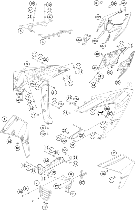 Sprängskiss: Side Trim – KTM RC 390, blue - B.D. 2024