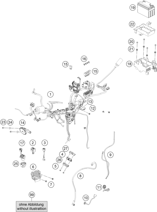 Sprängskiss: Wiring Harness – KTM RC 390, blue - B.D. 2024