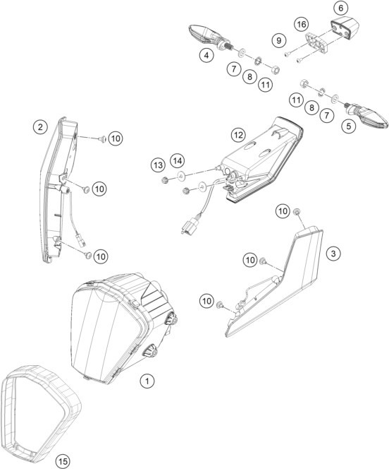 Sprängskiss: Lighting System – KTM KTMR2R RC 390, GP orange 2023