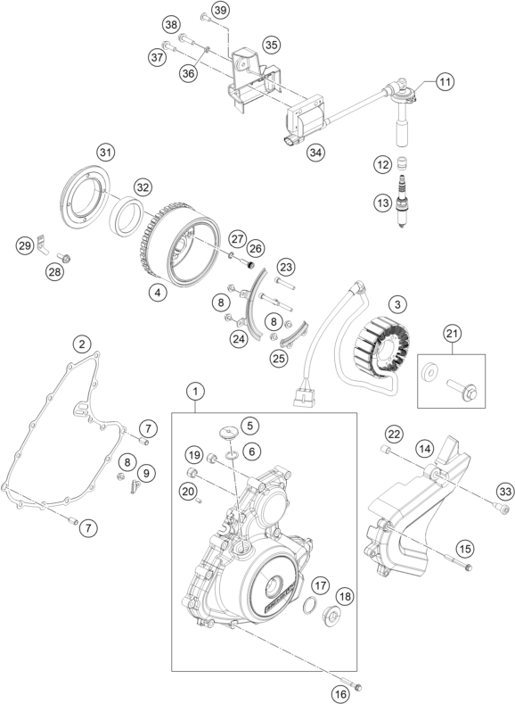 Sprängskiss: Ignition System – KTM RC 390, blue - B.D. 2024