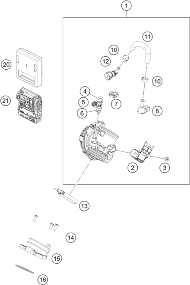 Sprängskiss: Throttle Body – KTM RC 390, blue - B.D. 2024