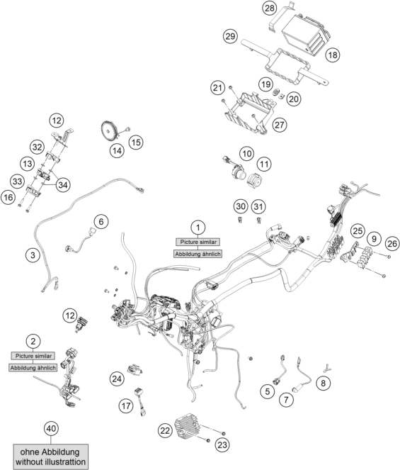 Sprängskiss: Wiring Harness – KTM 390 ADVENTURE, white - CKD