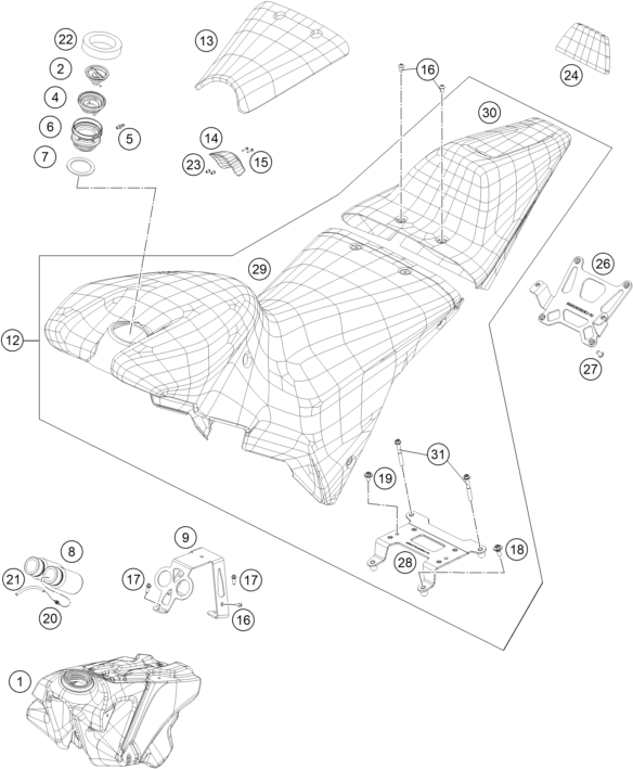 Sprängskiss: Tank, Seat – KTM RC4 R 2022
