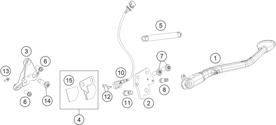 Sprängskiss: Side / Center Stand – KTM KTMR2R 1290 SUPER DUKE GT, orange 2022