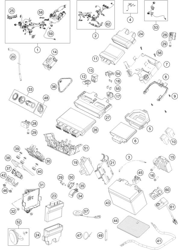 Sprängskiss: Wiring Harness – KTM KTMR2R 1290 SUPER DUKE GT, orange 2022