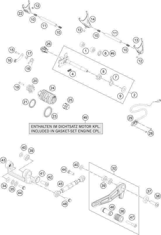 Sprängskiss: Shifting Mechanism – KTM KTMR2R 1290 SUPER DUKE GT, orange 2022