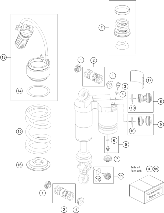 Sprängskiss: Shock Absorber Disassembled – KTM RC 8C 2022
