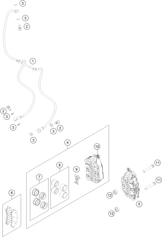 Sprängskiss: Front Brake Caliper – KTM RC 8C 2022