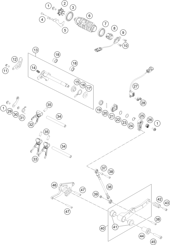Sprängskiss: Shifting Mechanism – KTM RC 8C 2022