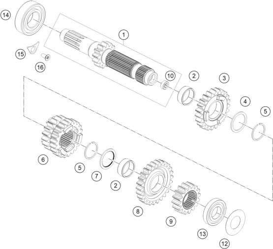 Sprängskiss: Transmission I - Main Shaft – KTM 450 XCF-W 2026