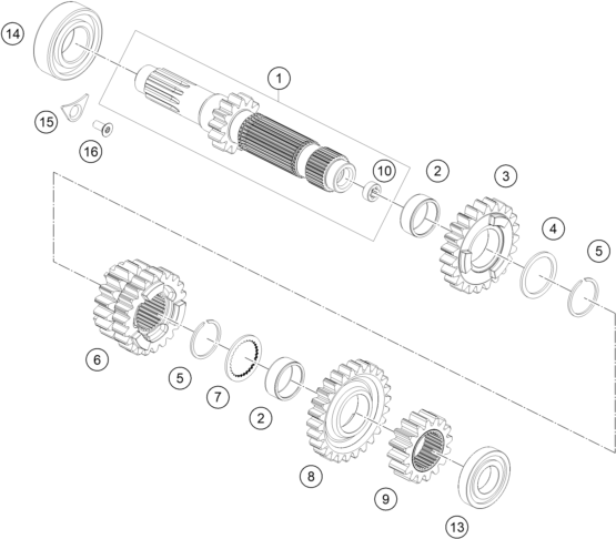 Sprängskiss: Transmission I - Main Shaft – KTM 300 EXC 2026