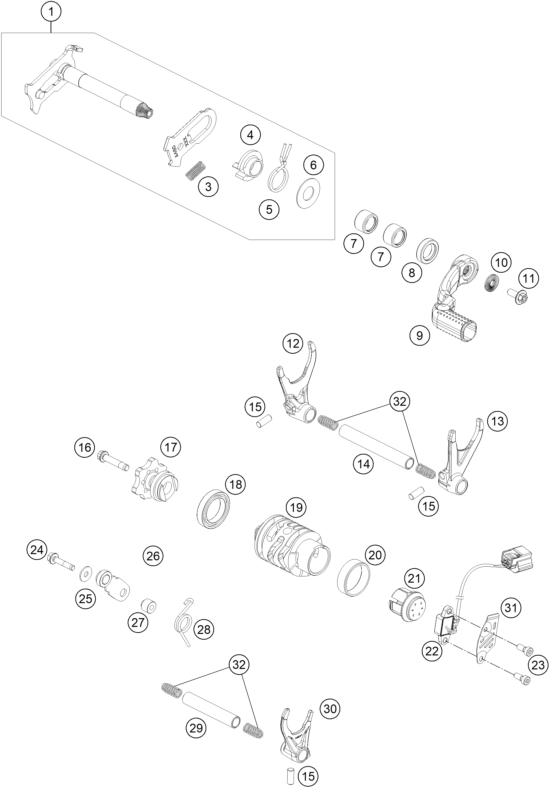 Sprängskiss: Shifting Mechanism – KTM 450 XCF-W 2026