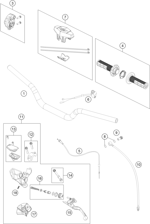Sprängskiss: Handlebar, Controls – KTM 65 SX 2023