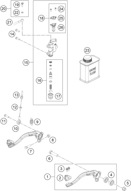 Sprängskiss: Rear Brake Control – KTM 65 SX 2023