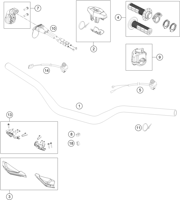 Sprängskiss: Handlebar, Controls – KTM 300 XC-W 2023