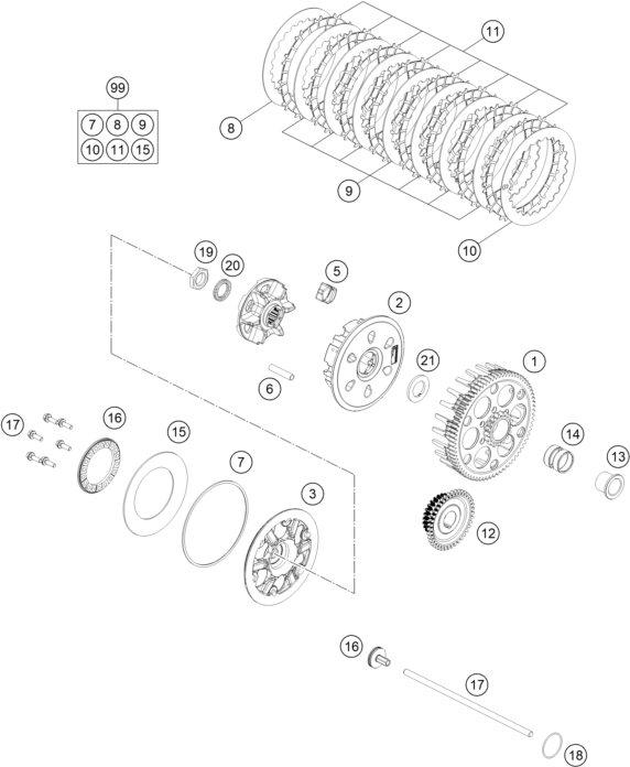 Sprängskiss: Clutch – KTM 250 EXC 2023