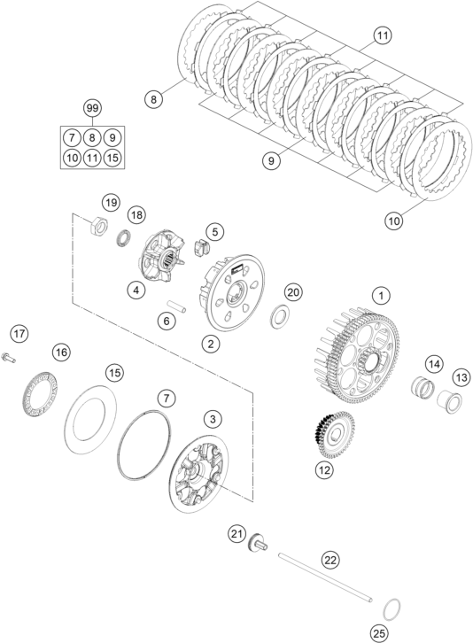 Sprängskiss: Clutch – KTM 300 EXC 2023