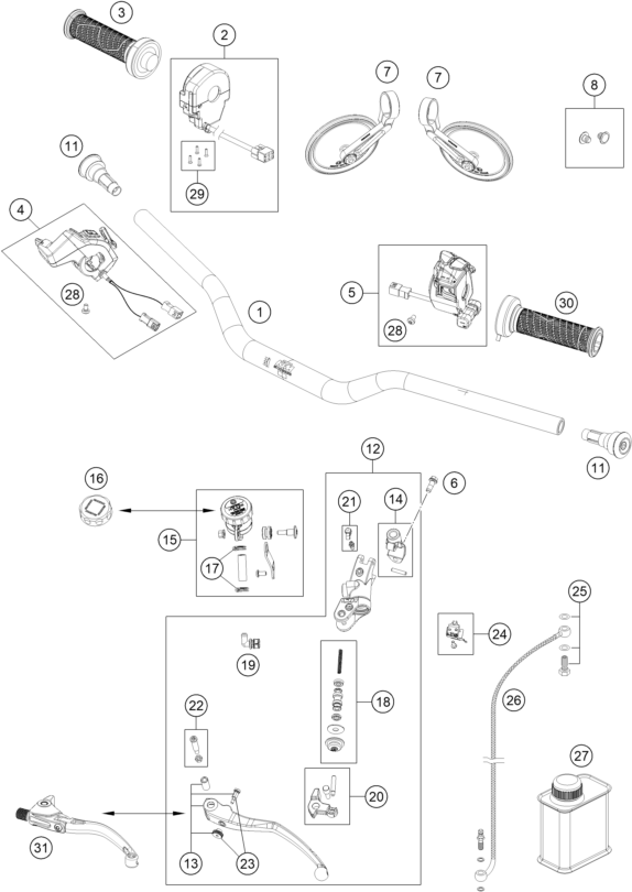 Sprängskiss: Handlebar, Controls – KTM BRABUS 1300 R, black 2023