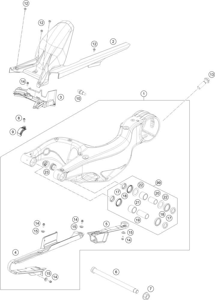 Sprängskiss: Swing Arm – KTM BRABUS 1300 R, black gold 2023