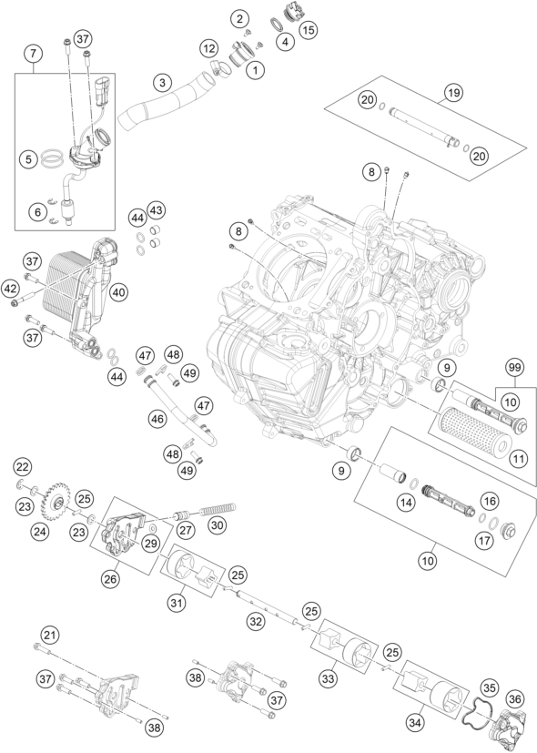 Sprängskiss: Lubricating System – KTM KTMR2R 1290 S ADVENTURE S, grey 2023