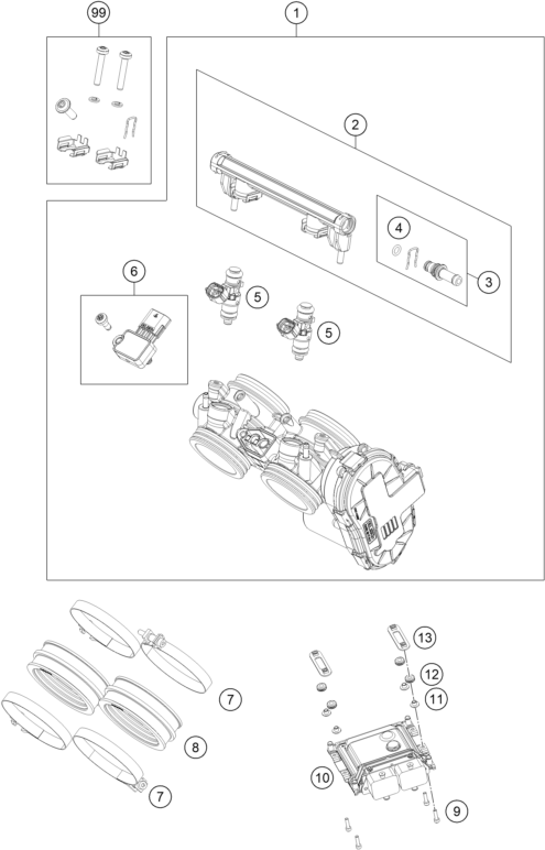 Sprängskiss: Throttle Body – KTM 790 DUKE, black - D.D. 2027