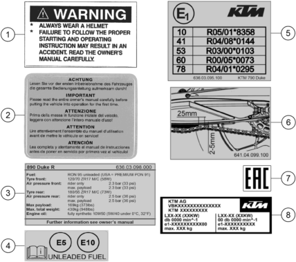 Sprängskiss: Technic Information Sticker – KTM 890 DUKE GP, orange 2023