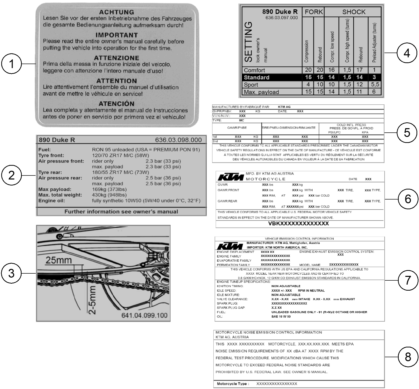 Sprängskiss: Technic Information Sticker – KTM 890 DUKE R 2023