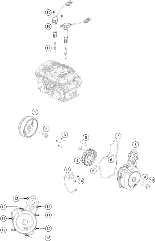 Sprängskiss: Ignition System – KTM 890 SMT 2026