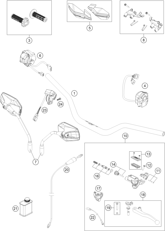 Sprängskiss: Handlebar, Controls – KTM 690 ENDURO R 2023