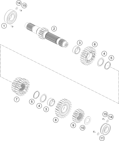 Sprängskiss: Transmission I - Main Shaft – KTM 690 SMC R 2023