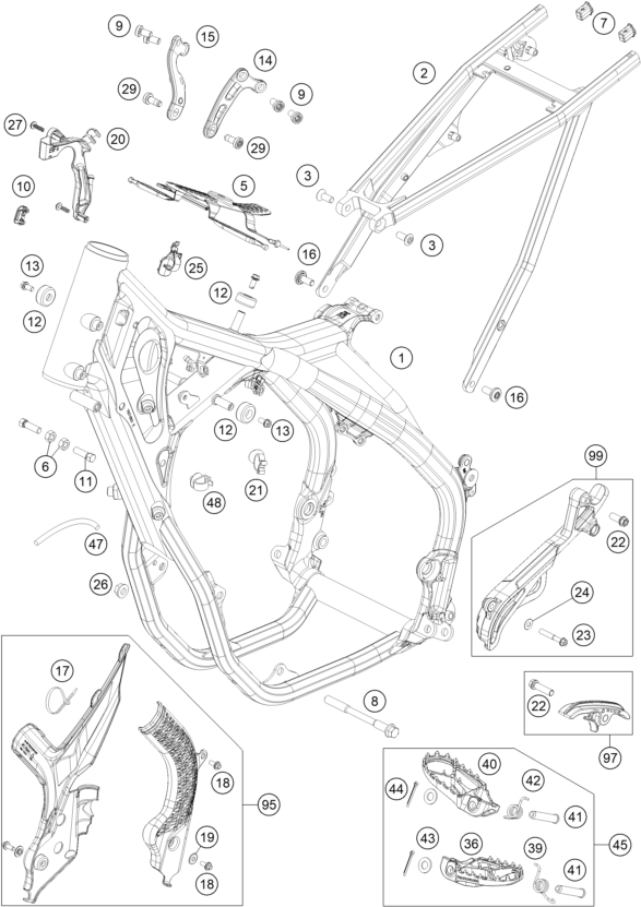 Sprängskiss: Frame – KTM 450 XCF-W 2023