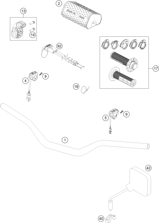 Sprängskiss: Handlebar, Controls – KTM 250 SX-F CKD 2023