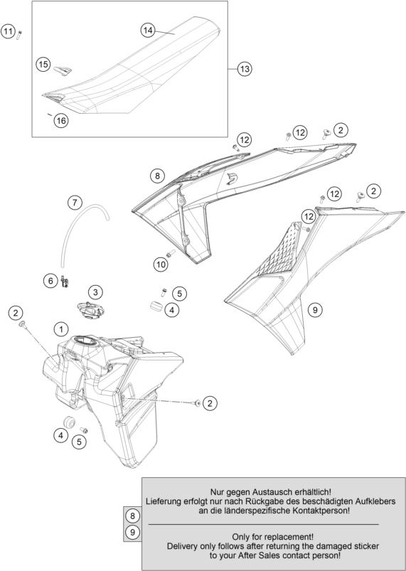 Sprängskiss: Tank, Seat – KTM 350 XC-F FACTORY EDITION 2026